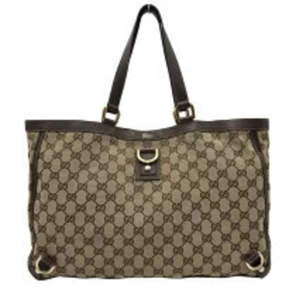 Gucci Abbey Tote Bag Beige Cream GG Canvas Leather
